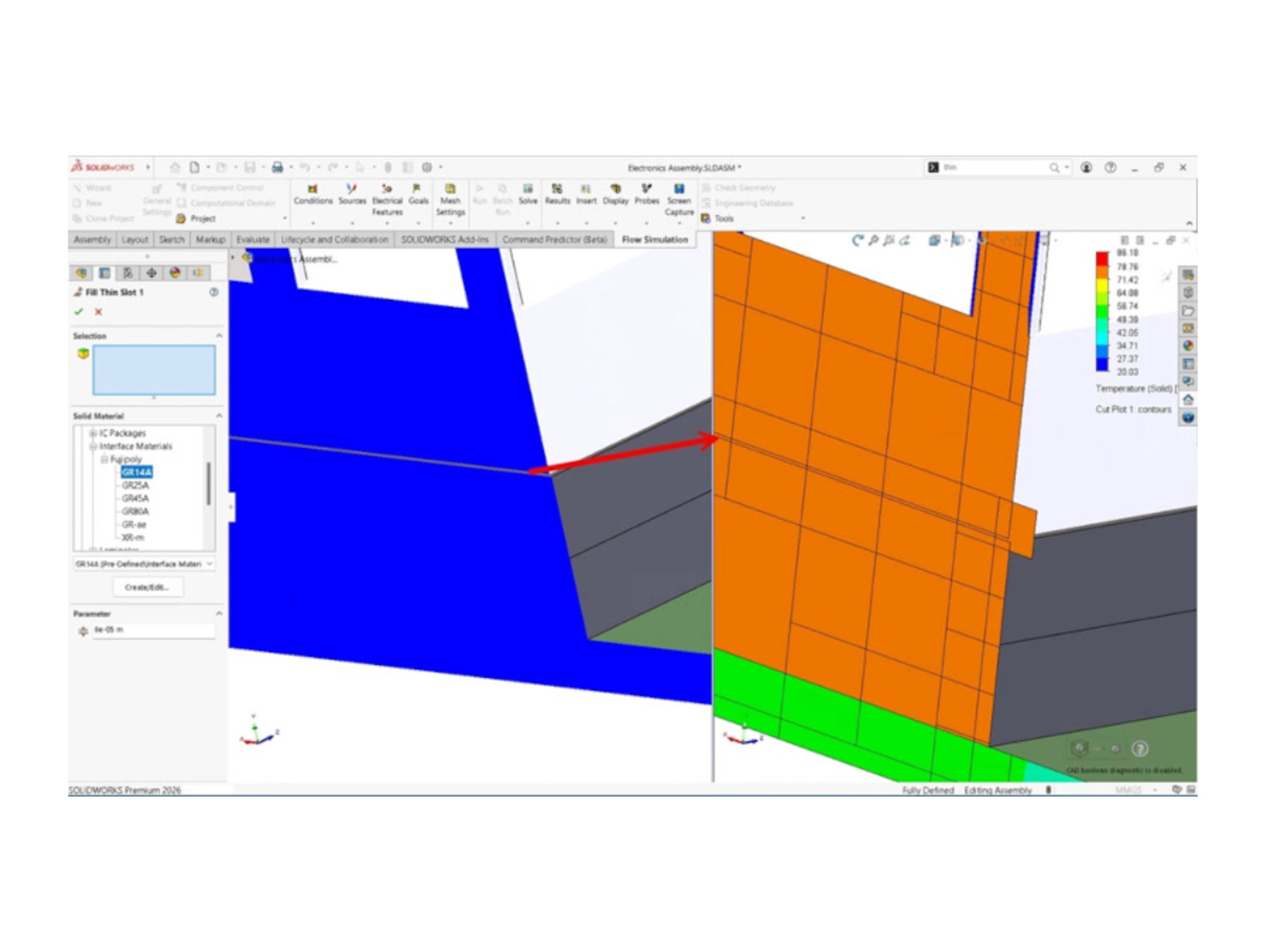 薄いスロットに対する固体材料の指定