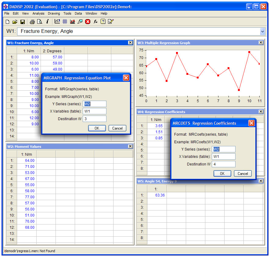 DADiSP/Stats回帰分析