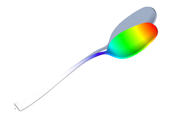金属製のスプーンの曲げ強度シミュレーション事例