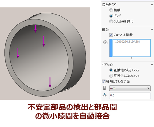 不安定部品の検出と部品間の微小隙間を自動接合