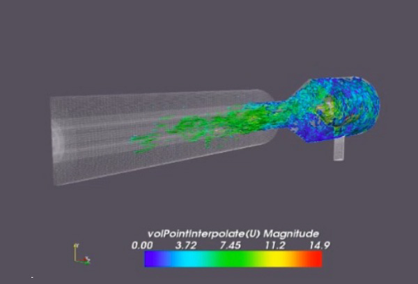 二流体ノズル内の液体窒素微粒化シミュレーション
