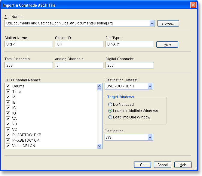 DADiSP/COMTRADEデータファイルインポートモジュール