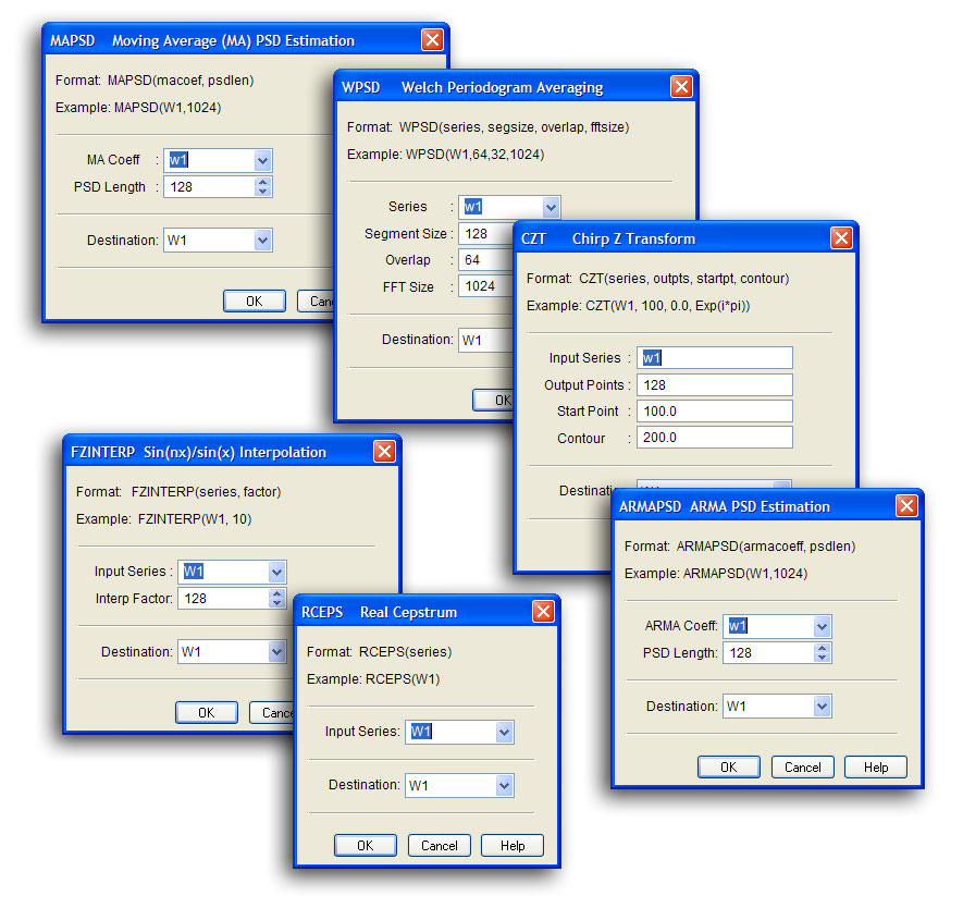 DADiSP/AdvDSPは、メニュー形式の高度な信号処理モジュール