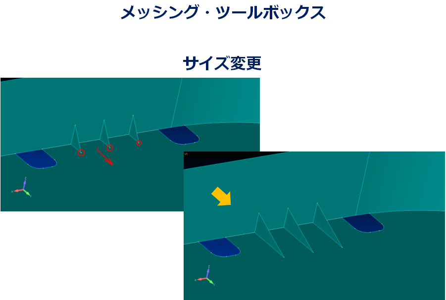 Simcenter Femap ジオメトリ処理、サイズ変更や位置合わせ