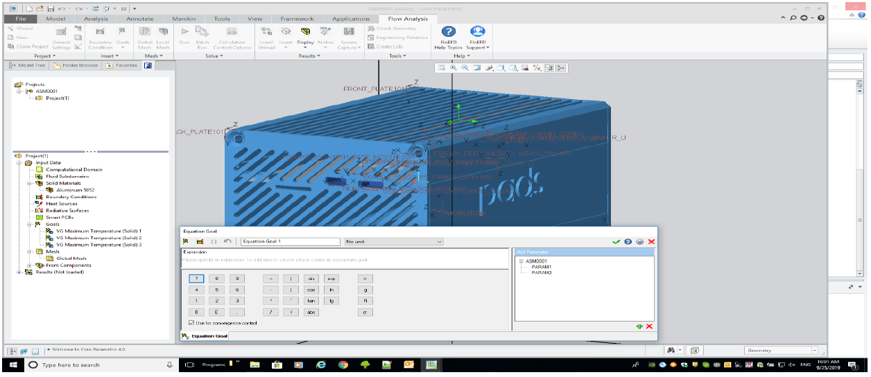 Simcenter FLOEFD v2019 機能-EDA Bridge: 方程式ゴールはCADのパラメータの関数として定義が可能になりました。